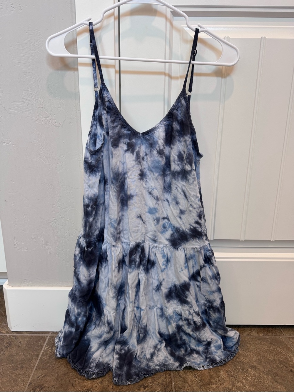 Raviya Navy and White Tie-Dye Mini Sundress
